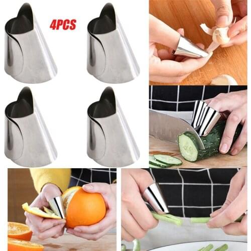 4pcs Adjustable Hand Guard Finger Protector Stainless Steel Nail Cover Finger Guard Avoid Hurting Safe Kitchen Tool