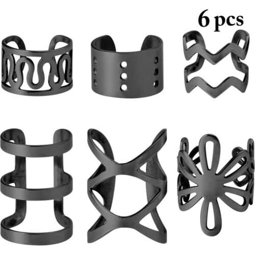 6Pcs Earring Ear Cuff Non Piercing Stainless Steel Clip On Earring Ear Cartilage Clip Jewelry Accessories For Women Girls