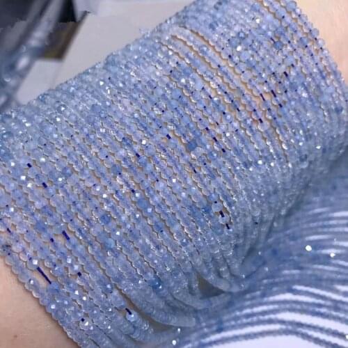 Loose beads blue aquamarine roundel faceted 2*3mm 14" for DIY jewelry making FPPJ wholesale beads nature gem stone