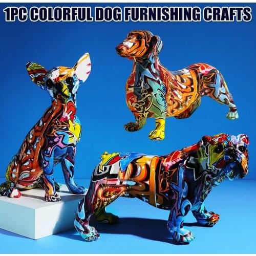 Home Modern Painted Colorful Dachshund Dog Decoration Wine Cabinet Office Decor Desktop Crafts декор для дома декор комнаты
