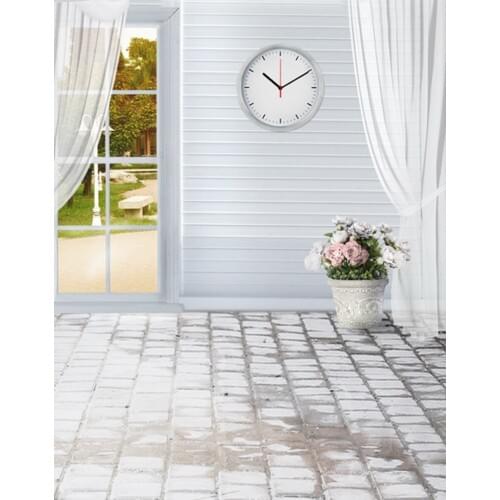 5x7ft Stone Floor White Room Flowers Photography Backdrops Photo Props Studio Background