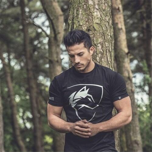 Summer Style Mens T-Shirts Fashion Short Sleeved Fitness Bodybuilding Shirt For Men Workout Slim Fit Cotton tee tops