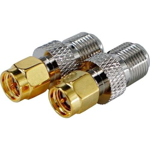 F Type Female Jack To SMA Male Plug Straight RF Coaxial Adapter F Connector To SMA Convertor Gold Tone