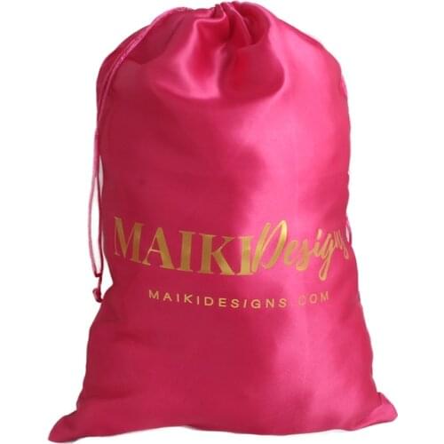 Custom logo printing luxury human hair wig satin packaging bag extend size 28X40cm