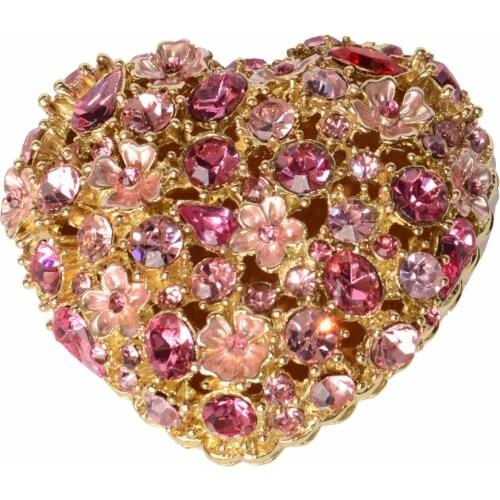 Heart Shape Flower bejeweled trinket jewelry box metal crafts tabletop decoration Valentines Day Gifts