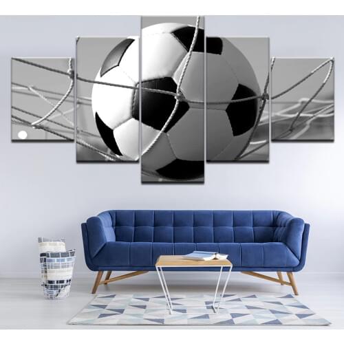 Canvas Painting Football black and white photo 5 Pieces Wall Art Painting Modular Sport Wallpapers Poster Print Home Decor