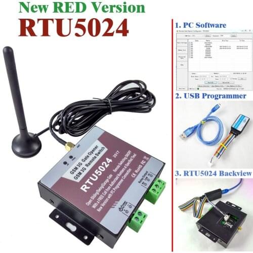 2017 New version RTU5024 gsm relay sms call remote controller gsm gate opener switch USB pc programmer and software included