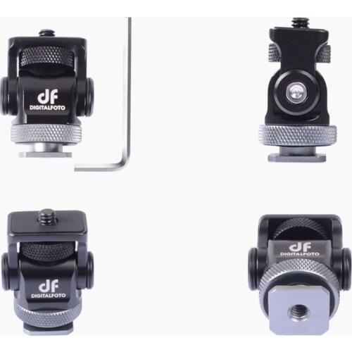 Magic Arm Ball Head Mount 1/4" Screw Hot Shoe Mount Adapter Adjustable Angle Clamp For LED Light Monitor Mic