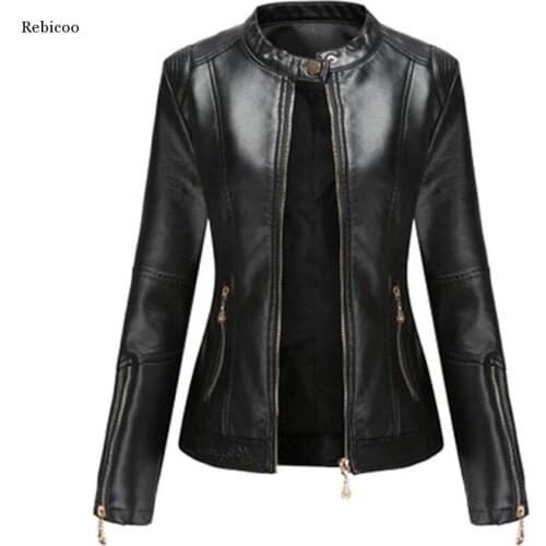 Womens Motorcycle Jacket Brand Clothing Outerwear Pu Leather Jackets Fashion Female Slim Autumn Coat Streetwear Blazer