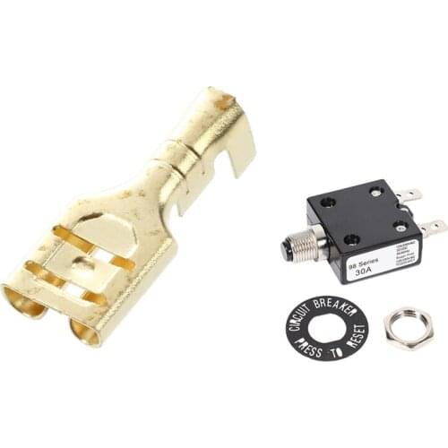 20 Pcs Brass Crimp Terminal 6.7mm Female Spade Connectors with 50VDC Circuit Thermal Breaker Thermal Protector