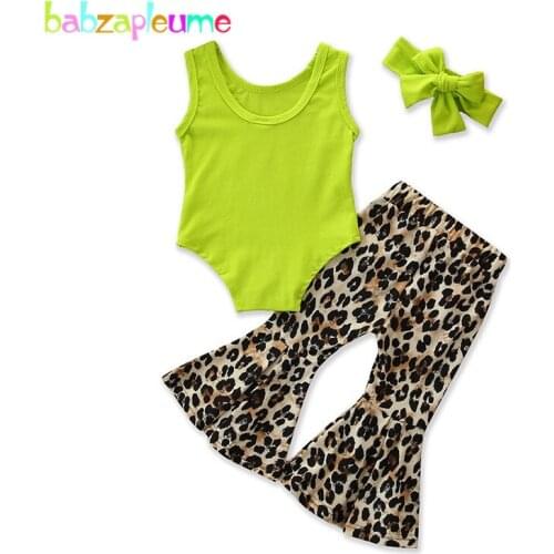 Summer Newborn Baby Girls Clothes Fashion Sleeveless Cotton Vest T-shirt+Print Loose Pants+Headband Infant Clothing Sets 1895-1