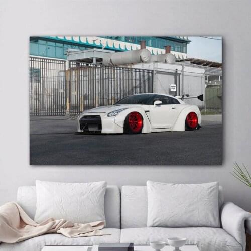 Nissan Tuning GTR Modified Cars Sport Car Canvas Painting Posters and Prints Wall Silk Art for Home Room Decor