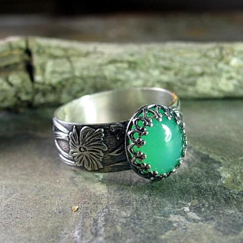 2020 Newest Boho Rings For Men Or Women Ellipse Large Green Stone Vintage Old Silver Color Jewelry Pattern Knuckle Rings M844