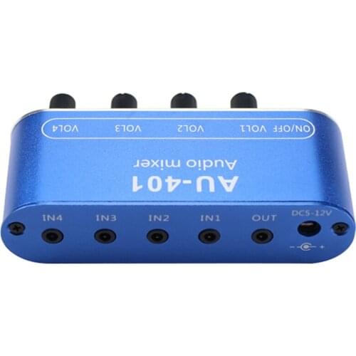 New Stereo Mixer (4 Input ,1 Output ) Individually Controls Board DIY Headphones Amplifier Case DC12V