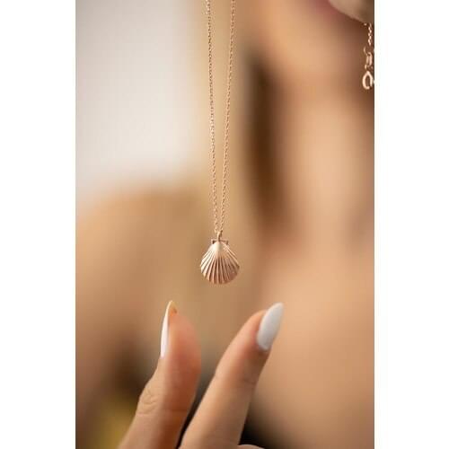 925 Sterling Silver Necklace Jewelry Sea Shell Model Rose Plated Silver Italian Necklace Women Fashion Gift