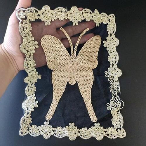 Les papillons Sew On Patches For Clothing Sequins Large Biker Badge Embroidery Sequined Patch Clothes Stickers Strange things