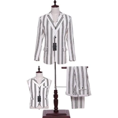 Jacket+Pants+Vest Women Business Suits Black White Red Stripes Ladies Office Work 3 Piece Suits Formal Female Trouser Suits