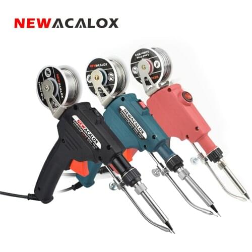 NEWACALOX 110V/220V 60W Automatically Send Tin Gun Hand-held Soldering Iron Internal Heat with Power Switch Welding Repair Tool
