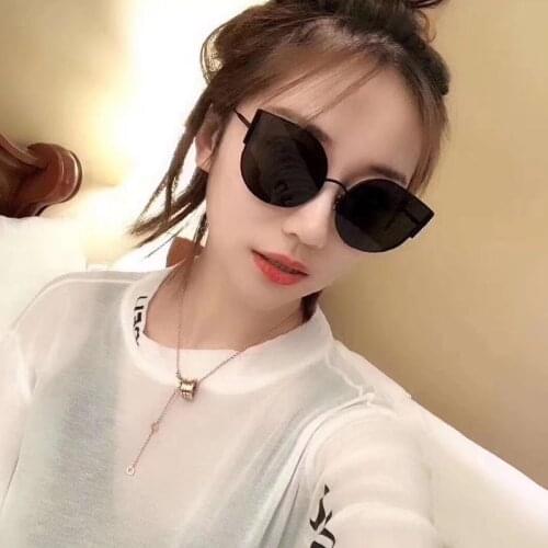 Women Cateye Sunglasses Brand Sun Glasses for Female Designer Vintage Retro Metal Frames Elegant Luxury Anti-glare Uv400 Black