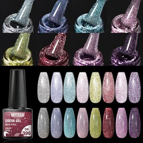 Mtssii 6ML Reflective Gel Nail Polish Shiny 8 Colors Vernis Semi Permanent Varnish Hybird Nail Polish UV Acrygel For Nail Art