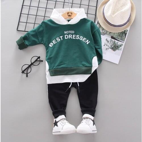 Spring and Autumn Baby Clothing Suit Boys Girls Fashion Patchwork Letters Sports Suits Hoodies Sweatshirts+Pants Jacket Clothes