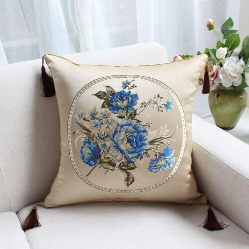 Upscale embroidery Flower Pillow Case Home Living Room Comfortable Hotel Home Supplies Pillow Cover Soft Pillowcase