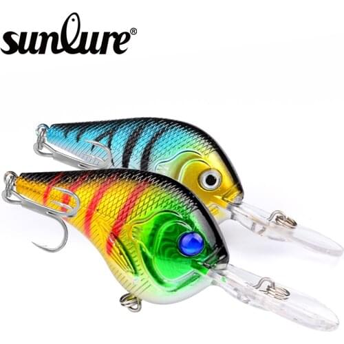 1PC Hard Crank 2019 Sunlure 9.5m-3.74" 7 Color Fishing Lures Fishing Tackle 11g-0.39oz Lures with 6# BKB Hooks Fishing Baits