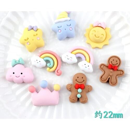 10pcs DIY resin decorative cloud rainbow sun charms pendants kawaii cabochon ornament craft decoration fashion jewelry making