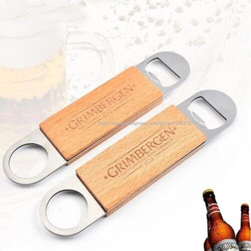 100pcs Stainless Steel Wooden Handle Opener Hanging Beer Bottle Openers Durable Beverage Corkscrew Bar Kitchen Wine Tools Gift