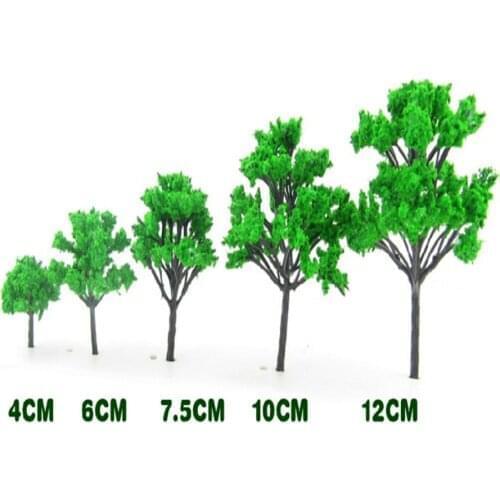 20pcs/lot 4cm 6cm 8cm 10cm 12cm Plastic Green Model Tree In Architecture Model Building Ho Train Layout