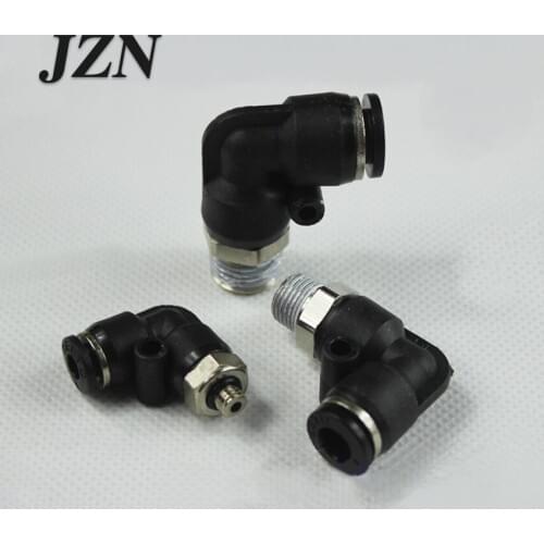 5pcs/lot) Black Copper Nickel Plated Tube Quick Coupler Male Thread Elbow PL4-M10-03 12-04
