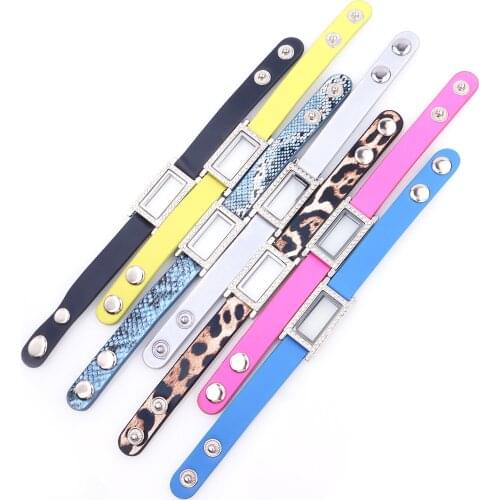 5pcs/lot Rectangle Floating Glass Crystal Locket Single Wrap PU Leather Bracelets Wristband With 50pcs Charms Jewelry Christmas