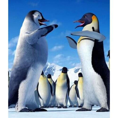 5D DIY Diamond Painting Animal Painting Square Round Diamond Two Penguins Picture Cross Stitch Mosaic Home Decoration WG2769