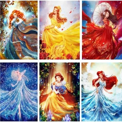 Disney Princess Series 5D DIY Snow White/Mermaid Princess Diamond Painting Square Diamond Inlaid Mosaic Home Decoration Painting