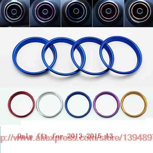 Angelguoguo aluminium alloy Air outlet sticker Fit for AUDI A3 2013-2017 Instrument panel Air outlet decoration ring