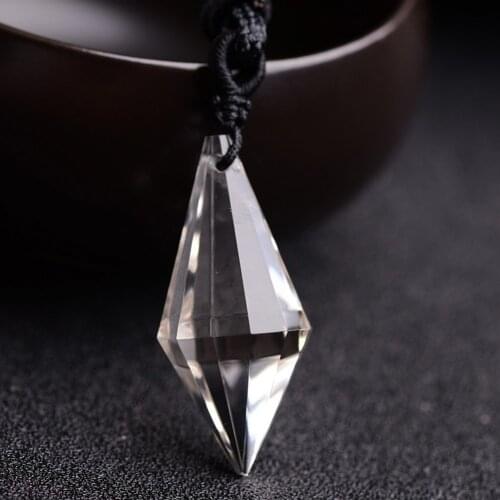 Balancing Natural Clear Crystal Quartz Stone Pendant Necklace for Women Men Divination Amulet Pendulum Healing Energy Jewelry