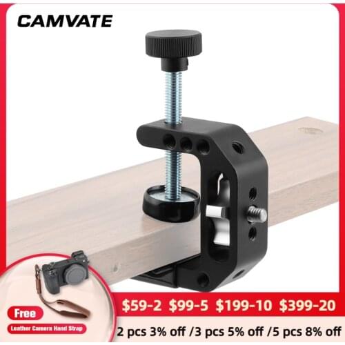 CAMVATE Universal C Clamp Support Clamp With 1/4" Female Threads+1/4"-20 Thumbscrew Knob For DSLR Camera Photography Accessories