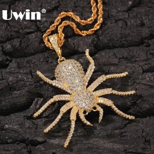 UWIN Spider Pendant Necklaces Hiphop Chain Bling Bling Cubic Zirconia Men Women Gift Fashion Jewelry Drop Shipping