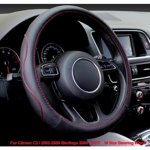 Car Steering Wheel Cover Wrap For Citroen C3 I 2002 2003 -2007 2008 2009 Berlingo 2000 -2017 M Size Steering Wheel Funda Volante