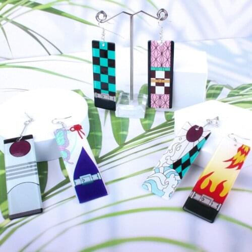 Demon Slayer Drop Stud Earring Women Anime Pendant Earrings Geometric Ladies Fashion Jewelry Lady Party Trendy Alloy Kolczyki
