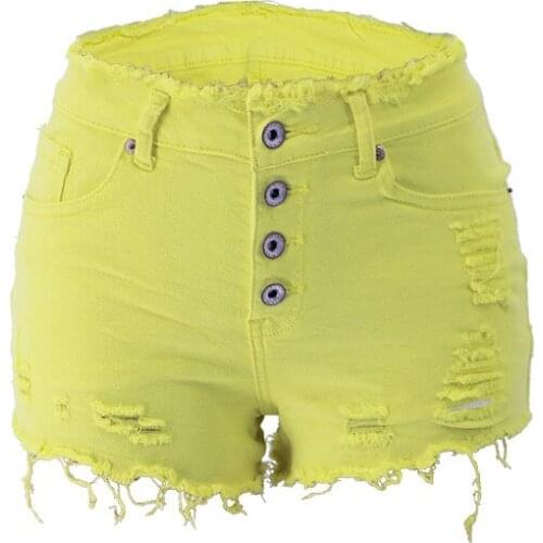 Womens High Waisted Removable Belt Sewn Button Fly Denim Jean Shorts 6colors
