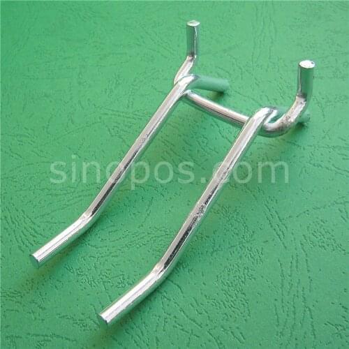 Double Straight Pegboard Hooks, twin rods prongs steel peg hook tool display hammer wrench paintbrush holder metal wire hanger