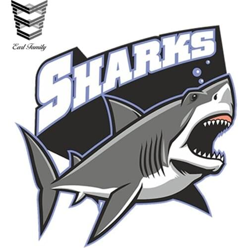EARLFAMILY 13cm x 12cm Sharks Vinyl Car Sticker Laptop Travel Luggage Auto Moto Decal Personality Car Styling Accessories