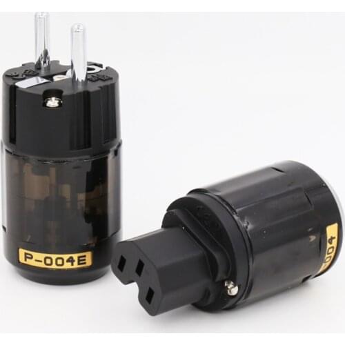 Brand New 1 Pair P004E +C004 Rhodium Plated EUR Schuko AC Power Plug C004 IEC Power Connector