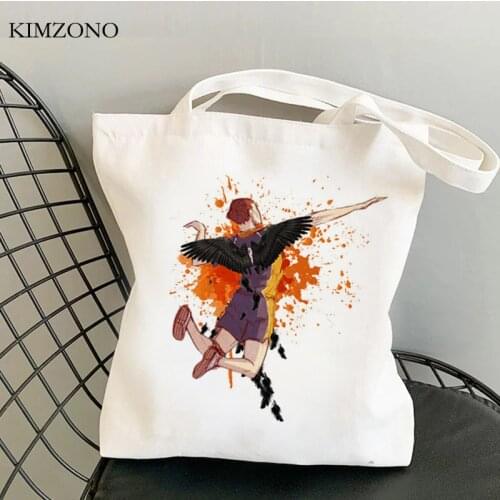 Haikyuu shopping bag cotton eco canvas tote shopping bag net bolsa compra bolsas reutilizables woven grab