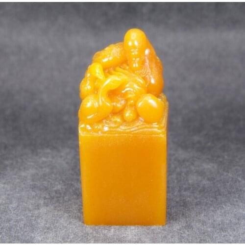 Imitation natural Hibiscus stone square Swan Seal LaoS TianHuangshi stone material original stone seal cutting small idle signet