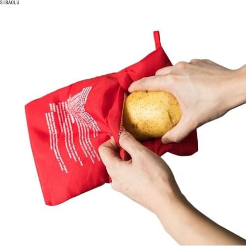 1Pcs Red Washable Cooker Bag Microwave Baking Potatoes Bag Rice Pocket Cooking Tools Easy To Cook Kitchen Gadgets Baking Tool