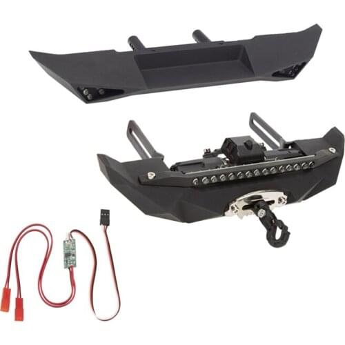 Metal Front & Rear Bumper with Double Motor Winch for 1/10 RC Crawler Axial SCX10 90046 AXI03007 Upgrade Parts