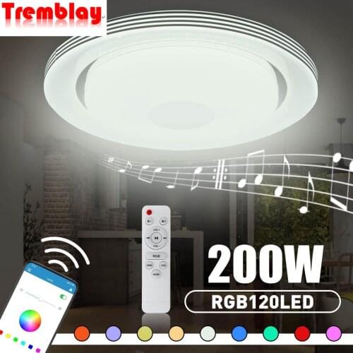 200W Music Led Ceiling Light RGB Flush Mount Round Home Lighting APP bluetooth Speaker Smart Ceiling Lamp with Remote Control