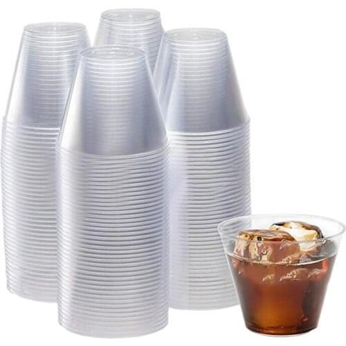 9 Ounce Transparent Plastic Cup 50 Sets of Disposable Hard Cup Plastic Wine Glasses Cocktail Glass Party Plastic Cup Large Party